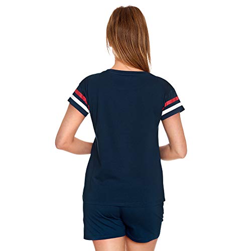 Elbenwald Pijama de Mujer Capitán América Corto Escudo Logo 2 Piezas Marvel Azul - XL