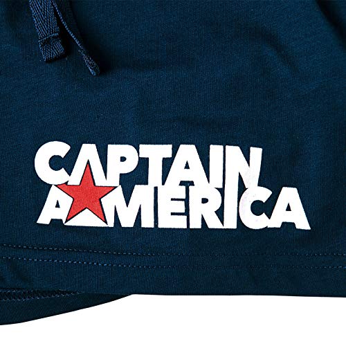 Elbenwald Pijama de Mujer Capitán América Corto Escudo Logo 2 Piezas Marvel Azul - XL