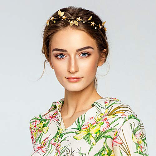 Elegante diadema nupcial para bodas Hojas de oro Tocados para la cabeza Accesorios para el cabello para la boda Decoración del cabello