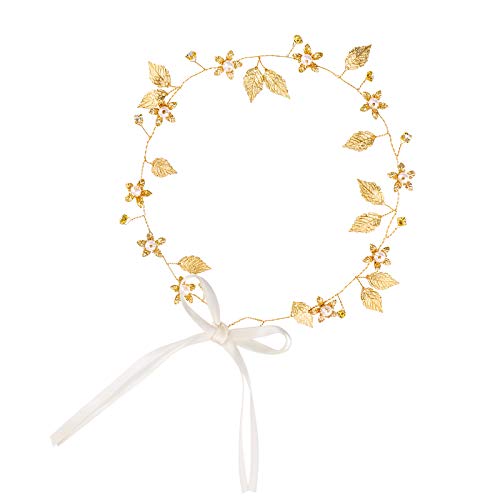Elegante diadema nupcial para bodas Hojas de oro Tocados para la cabeza Accesorios para el cabello para la boda Decoración del cabello