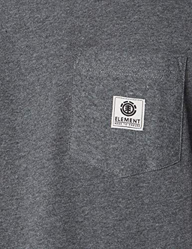 Element Basic Pocket Label-Camiseta de Manga Corta para Hombre, Gris (Charcoal Heathe), XL