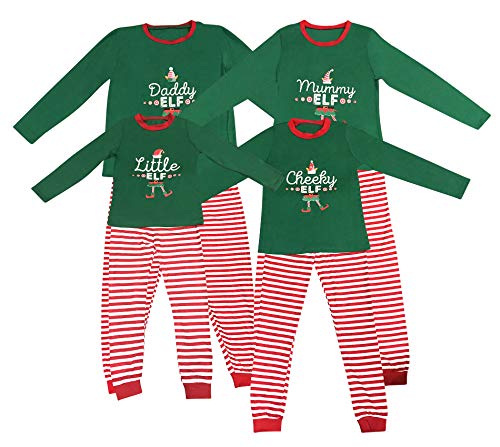Elf Pijamas Pijama de Navidad Familia Juego el Sistema papá mamá Fresca de pequeños Duendes Hombres Mujeres Niño Niña de Navidad Traje Ropa de Dormir (3-4 años, Elfo descarado)