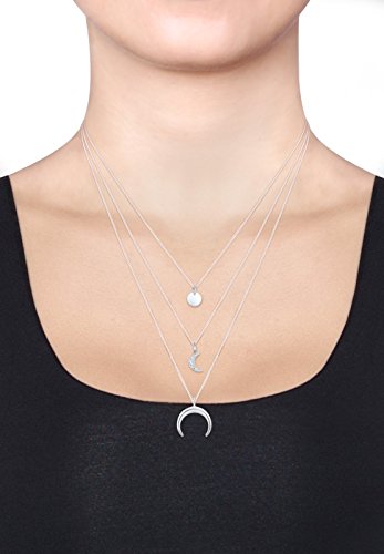 Elli Collares Mujer Tendencia de la Capa de Media Luna con Cristales de en Plata Esterlina 925