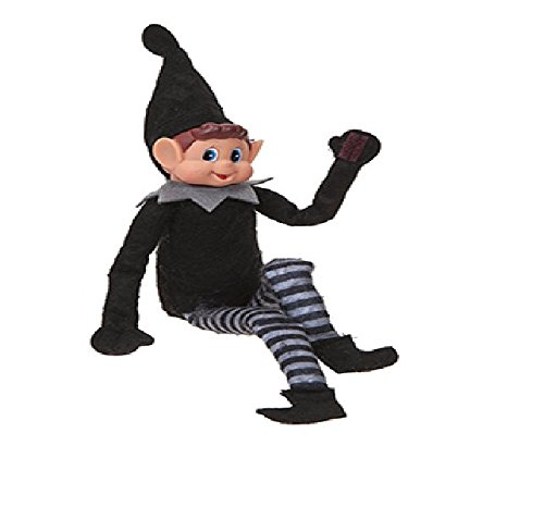 Elves Behavin Badly Elfo Flexible Flexible de 12 "con Cabeza de Vinilo - Accesorio de Navidad (Chica elfa Negra)