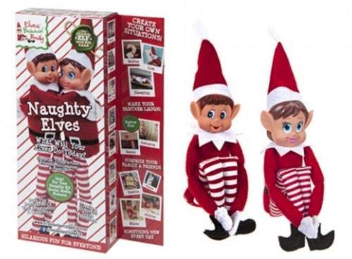 Elves Behavin' Badly Juego de 2-12"Novedad Travieso Niña y Niño Elfos Juguete - Elfos Que se comportan Mal