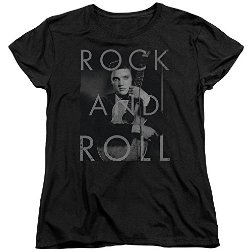 Elvis Presley - Mujeres de Rock and Roll de la Camiseta, X-Large, Black