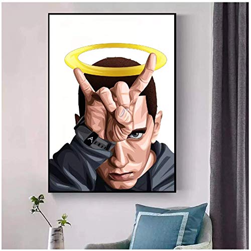 Eminem Aka Slim Shady Music Rapper Canvas Wall Art Print Póster moderno Cuadros de pared Decoración para sala de estar-Múltiples opciones de tamaño (enmarcado/sin marco)
