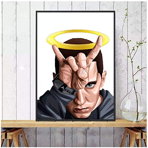 Eminem Aka Slim Shady Music Rapper Canvas Wall Art Print Póster moderno Cuadros de pared Decoración para sala de estar-Múltiples opciones de tamaño (enmarcado/sin marco)
