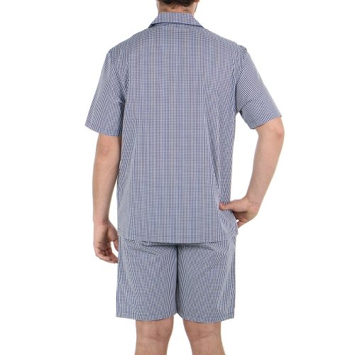 Eminence Pyjama Court Polo Team Ropa Interior de Deporte, Bleu (Carreaux Rose Vichy Marine), Medium para Hombre