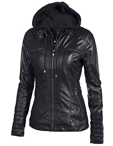 EMMA - Chaqueta para Mujer con Capucha Desmontable con Cremallera, color negro, XX-Large