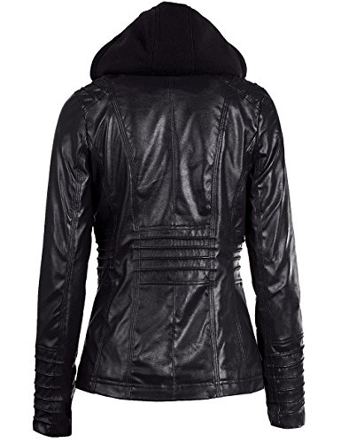 EMMA - Chaqueta para Mujer con Capucha Desmontable con Cremallera, color negro, XX-Large