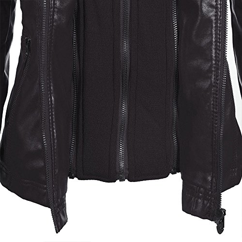 EMMA - Chaqueta para Mujer con Capucha Desmontable con Cremallera, color negro, XX-Large