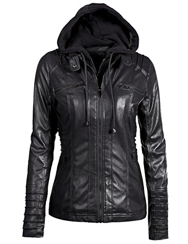 EMMA - Chaqueta para Mujer con Capucha Desmontable con Cremallera, color negro, XX-Large