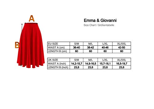 Emma & Giovanni - Midi Corto Elástica Plisada Básica Falda - Mujer (Negro, 36-38)