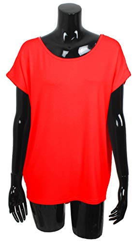 Emma & Giovanni - Tshirt/Blusa (Made In Italy) - Mujer (Rojo, L)