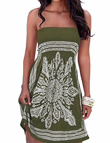 EMMA - Vestido - Sin tirantes - para mujer, Ejercito Verde, X-Large