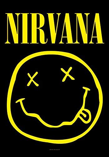 empireposter Empire Merchandising – Nirvana – Smiley – Póster Bandera 100% poliéster – Dimensiones de 75 x 110 cm