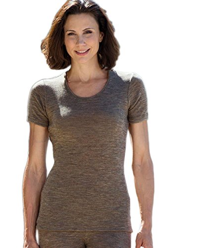 Engel Axil - Mujer camiseta de manga corta lana seda 4 colores tallas 34 - 48 nuez, talla: 42/44