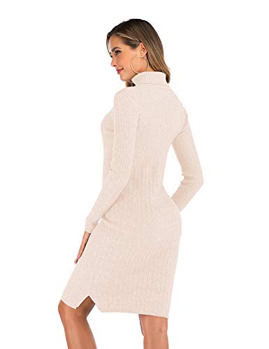 Enjoyoself Vestido a Punto Suéter Elegante para Mujer Suéter Cuello Alto para Mujer Pull-Over Tops Primavera Otoño Invierno