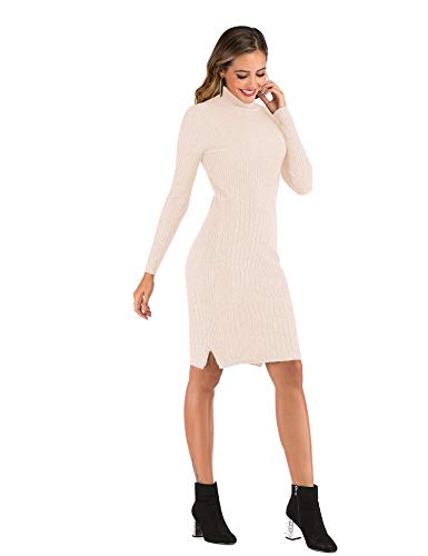 Enjoyoself Vestido a Punto Suéter Elegante para Mujer Suéter Cuello Alto para Mujer Pull-Over Tops Primavera Otoño Invierno