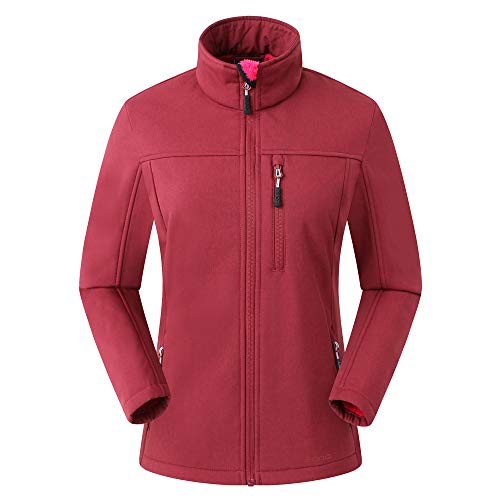 Eono Essentials - Chaqueta de softshell para mujer (rojo oscuro jaspeado, XL)|Chaqueta invierno mujer