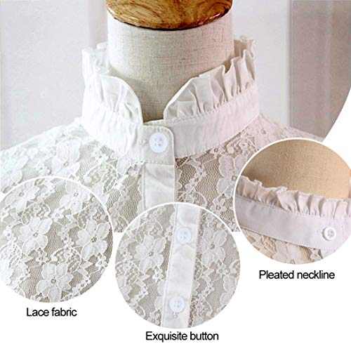 EQLEF Falso Cuello cordón de la Camisa cuellos postizos, Media Camisa de la Blusa de Cuello Falsas Las Mujeres 2 PC (Blanco y Negro)