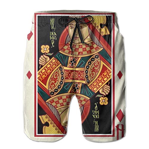 EU Bañador para Hombre Summer Queen of Shape Poker Card Casual Athletic Natación Short L
