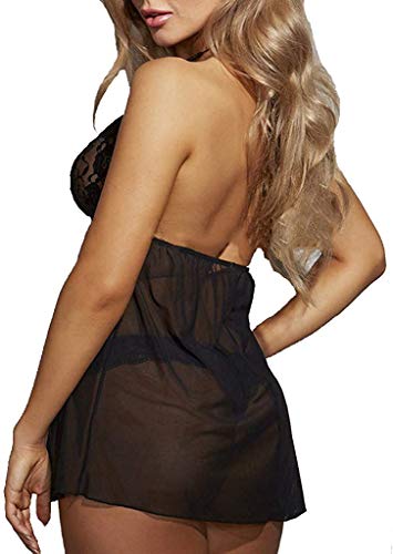 EUFANCE Mujeres Lencería Sexy Pijamas Semi Transparente Verano sin Mangas Sexy Picardias Encaje Floral