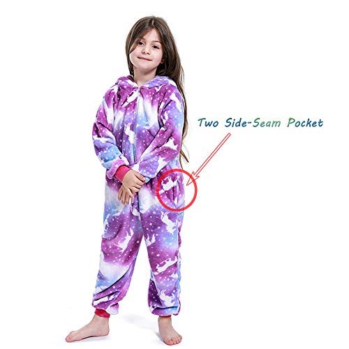 EuHigh Niños Pijama de Unicornio Suave Franela Uno Trozo Animal Disfraz Muchachas Regalo Cosplay Víspera de Carnaval Loungewear