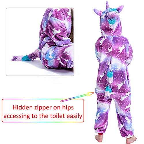 EuHigh Niños Pijama de Unicornio Suave Franela Uno Trozo Animal Disfraz Muchachas Regalo Cosplay Víspera de Carnaval Loungewear