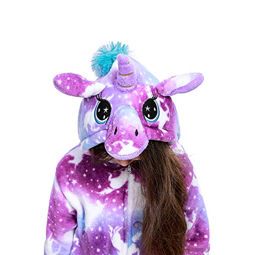 EuHigh Niños Pijama de Unicornio Suave Franela Uno Trozo Animal Disfraz Muchachas Regalo Cosplay Víspera de Carnaval Loungewear