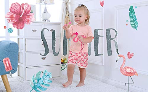 Eulla Pijama para niña, corto, unicornio, algodón, pijama 4 flamencos 116 cm