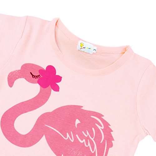 Eulla Pijama para niña, corto, unicornio, algodón, pijama 4 flamencos 116 cm