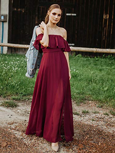 Ever-Pretty A-línea Vestido de Noche Verano para Mujer Borgoña 40