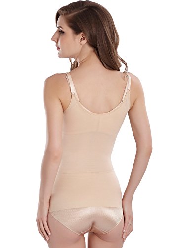 Everbellus Camiseta Moldeadora Faja Reductora de Abdomen y Cintura Body Shaper Efecto Push Up para Mujer Beige 2XL