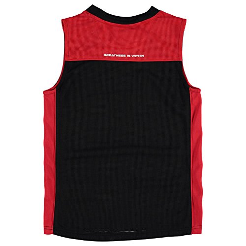 Everlast Camiseta de baloncesto para niños, cuello en V, sin mangas, camiseta deportiva negro/rojo S