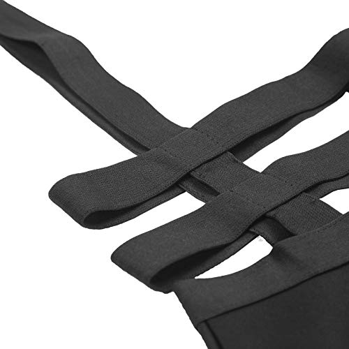 EXCHIC Falda de Cintura Elástica con Pliegues de la Moda A-Line Suspender Brace Falda (L, Negro)