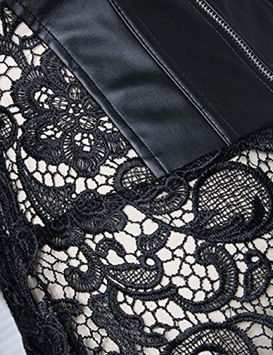 EZSTAX - Corsé de encaje para el vientre, estilo vintage, corpiño, para mujer C-negro. XXXL