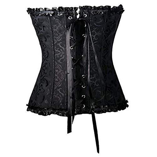 EZSTAX - Corsé de encaje para el vientre, estilo vintage, corpiño, para mujer Negro XXXXXXL