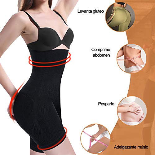 Faja Pantalón Shapewear Lenceria Braguita Moldeadora Mujer Faja Reductora Sin Costura Braga Body Shaper Cintura Moldeador Abdomen Ropa Moldeadora Mujer Fajas para Adelgazar (Negro, M/L)