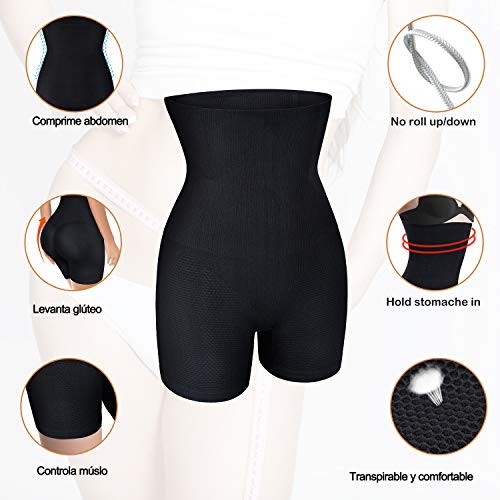 Faja Pantalón Shapewear Lenceria Braguita Moldeadora Mujer Faja Reductora Sin Costura Braga Body Shaper Cintura Moldeador Abdomen Ropa Moldeadora Mujer Fajas para Adelgazar (Negro, M/L)