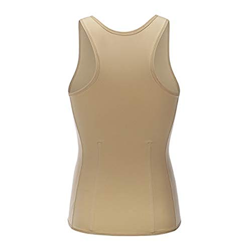 Faja Reductora Hombre Adelgazante, Camiseta Termica Chaleco Hombre Trabajo de Neopreno con Cierre para Sudoración, Quema Grasa, Gym, Faja Deportiva Lumbar (Color : Beige, Size : XXXL)