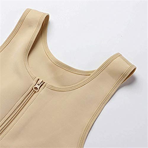 Faja Reductora Hombre Adelgazante, Camiseta Termica Chaleco Hombre Trabajo de Neopreno con Cierre para Sudoración, Quema Grasa, Gym, Faja Deportiva Lumbar (Color : Beige, Size : XXXL)