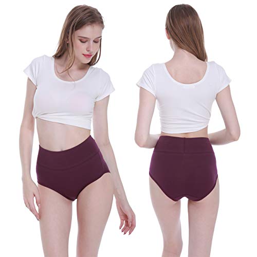 FALARY Bragas Mujer Cintura Alta Algodón 5 Piezas Púrpura 3XL