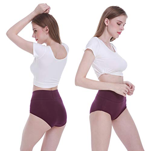 FALARY Bragas Mujer Cintura Alta Algodón 5 Piezas Púrpura 3XL