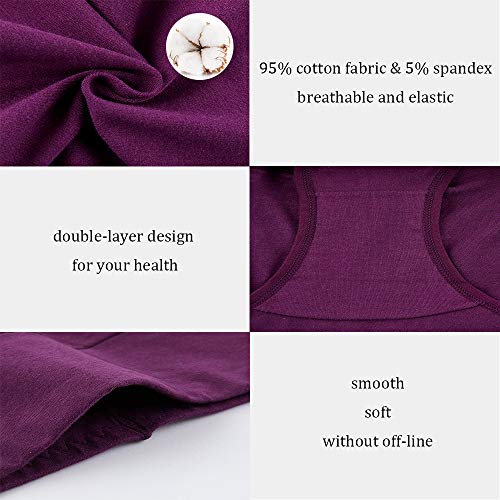 FALARY Bragas Mujer Cintura Alta Algodón 5 Piezas Púrpura 3XL