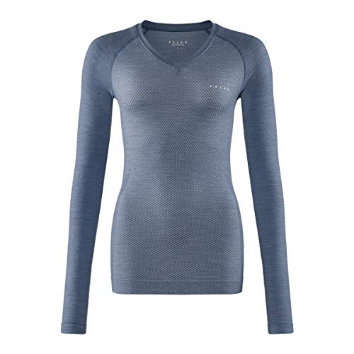 Falke Wool-Tech - Camiseta de Manga Larga para Mujer, Mujer, Camiseta de Manga Larga para Mujer, 33463, Capitain, Medium