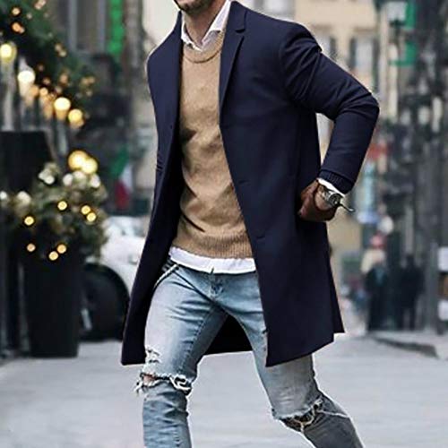 FAMILIZO Abrigos Hombres Otoño De Invierno Botón Slim Manga Larga Chaqueta De Trinchera Capa Superior Blusa Chaquetas Abrigos Hombre Invierno Largos Tallas Grandes