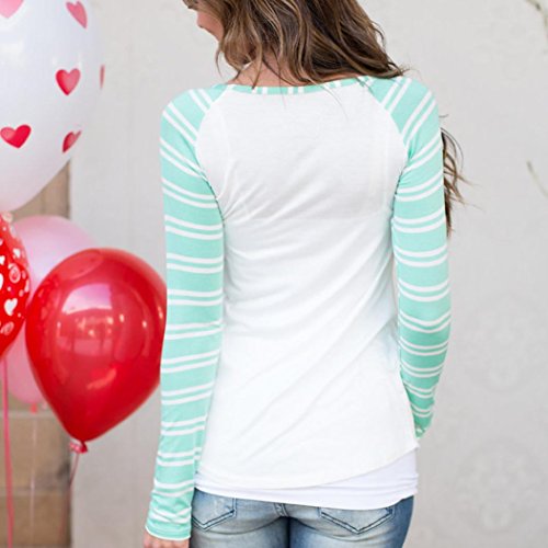 FAMILIZO Camisetas Mujer Manga Larga Algodon Camisetas Mujer Verano Camisetas Rayas Mujer Camisetas Manga Larga Mujer Invierno Mujer Camiseta Deporte Mujer Camiseta Manga Larga (S, Verde)