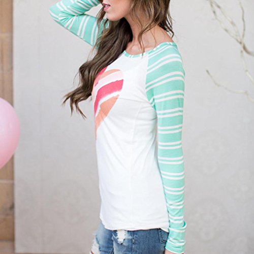 FAMILIZO Camisetas Mujer Manga Larga Algodon Camisetas Mujer Verano Camisetas Rayas Mujer Camisetas Manga Larga Mujer Invierno Mujer Camiseta Deporte Mujer Camiseta Manga Larga (S, Verde)